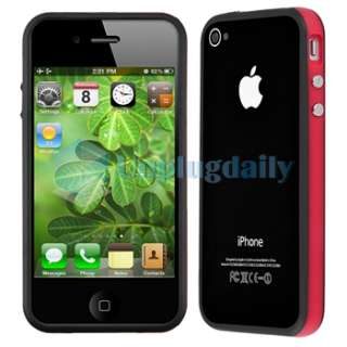 Red Black Silicone Bumper Case+Privacy Screen Protector For Apple 