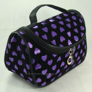 Cosmetic Make up Hand Case Bag Heart Pattern #WH purple  