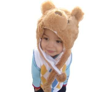  Childrens Cozy Plush BEAR Hat with Ear Covers  Toddler Boy 