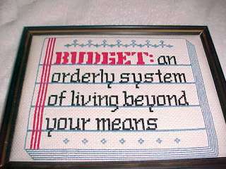   Cross Stitch BUDGET orderly system of living beyond your means  