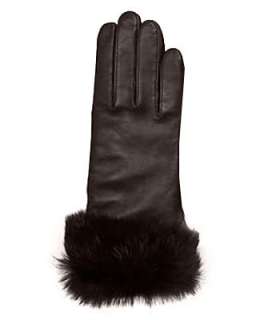 Ladies Leather Gloves w/RABBIT FUR CUFF by GRANDOE  