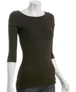 Rebecca Beeson brown boatneck three quarter sleeve top   up to 