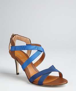 Fendi indigo grosgrain and leather strappy sandals