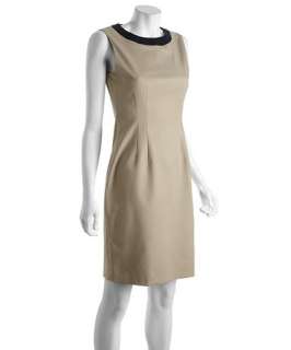 Tahari stone khaki cotton blend Kleo sleeveless dress