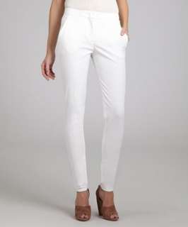 Prada white stretch cotton slim leg pants  