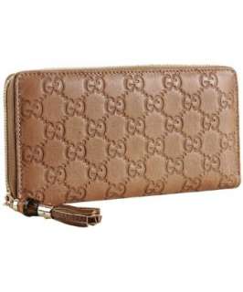 Gucci tan guccissima leather bamboo tassel zip wallet   up to 