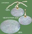   Chinese Mother Pearl Gaming Chip Pendant V.Fine OVAL.Engraved LOVE