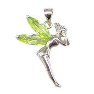   Silver Sterling Ladies Peridot CZ color Fairy Pendant (1) Jewelry