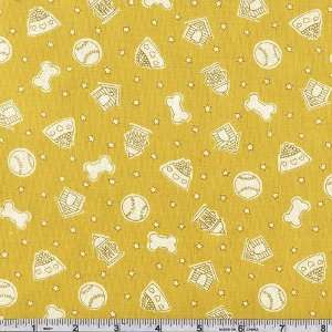  45 Wide True Companions Treats Mustard Fabric By The 