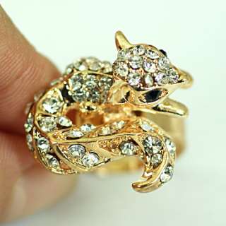   Squirrel Wedding Gold Plating Diamante CZ Zircon Adjust Ring Jewelry