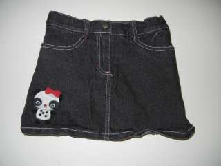 Gymboree Holiday Panda Black Denim Skort Skirt 5 JE  