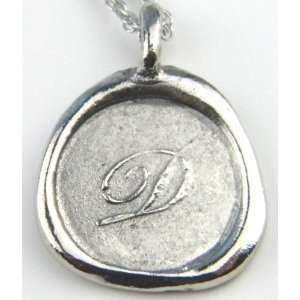  D Initial Wax Seal Charm Necklace (chain, charm included 