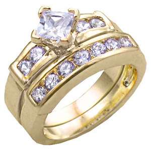 14k Gold, 3.20 ct Clear Diamond Faceted Compass Cut Princess 