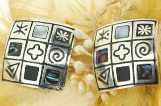 925 Silver Handmade Mother of Pearl Square Earring  