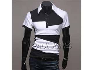 Brand New Mens Short sleeve Splice Polo Shirt T shirt 4 Size XS S M L 