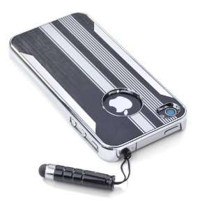 Bumper Case for Iphone 4 4S     Black & White     Metal Chromed iphone 