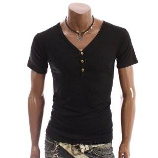   High Quality Cotton Mens V neck T shirt Tee Shirt   Black Clothing