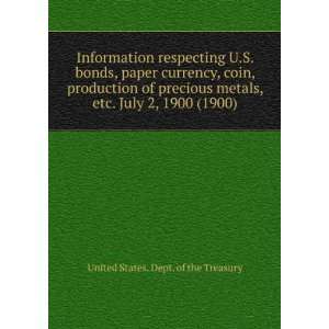  Information respecting U.S. bonds, paper currency, coin 