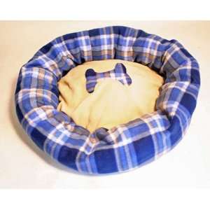    New Blue Print Dog or Cat Luxury Plush Small Pet Bed