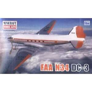  FAA N34 DC3 Training Aircraft 1 144 Minicraft Toys 