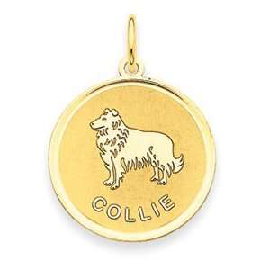  14k Yellow Gold Collie Disc Charm Jewelry