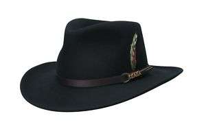 BLACK WOOL FELT OUTBACK HAT OUTDOORS COWBOY HIKING HATS  