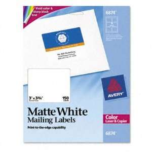  White Laser Labels for Color Printing   3 x 3 3/4, Matte 