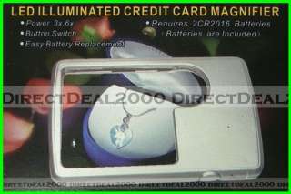 Credit Card Size Magnifier Magnifying Glass w/ LED  