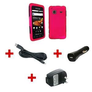 PINK Rubber Cover Case For SAMSUNG PREVAIL + Micro USB 
