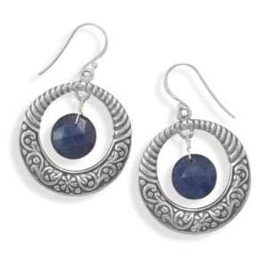 Oxidized Sterling Silver Open Circle French Wire Earrings With 11.8mm 