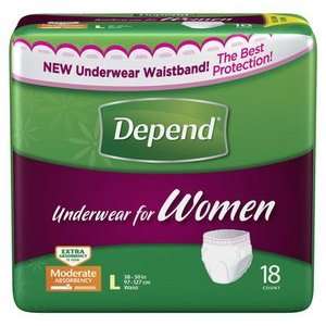 Depend Underwear Extra Absorbency Womens Large   Case of 72 (4 Packs 