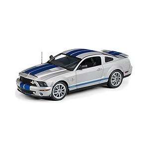  2008 Ford Shelby GT 500KR Silver with Blue Racing Stripes 