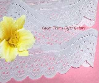 Yards White 2 1/4 Cotton Woven Lace Trim Style H01V  