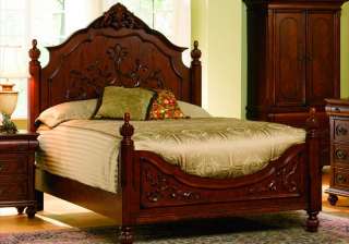 Oak Finish California King Size Bed Wood Bedroom Frame  