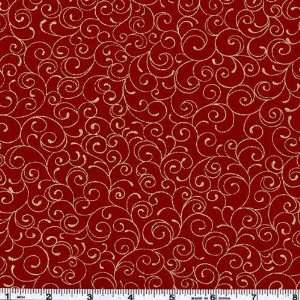  45 Wide Moda Metallic Basics Scroll Cardinal Red Fabric 
