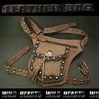 Leather Fanny Pack or Shoulder Bag (Biker Leather Bag with Metal 
