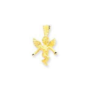  14 Karat Gold 3 D Diamond Cut Angel Charm Jewelry
