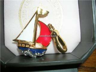   COUTURE Patriotic Red, White, &Blue Sailboat Charm New In Box with TAG