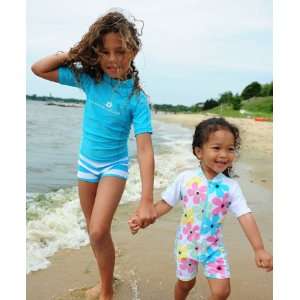  UV50+ girls sleeve swim set(aqua/stripe)