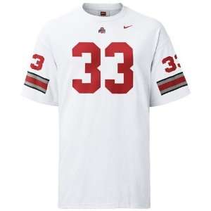  Nike Ohio State Buckeyes #33 White Players T shirt Sports 