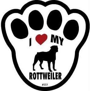  I Love My Rottweiler Dog Pawprint Window Decal w/Suction 