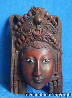 Antique Longan Wood Carving Mask Mazu  Goddess Of Sea  