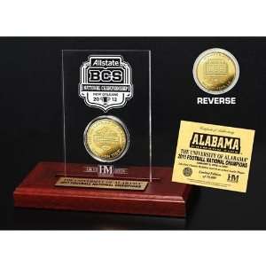 Alabama Crimson Tide 2011 BCS Champions Gold Coin In Engraved Acrylic 