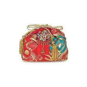  Silk handbag, Bedazzled in Red
