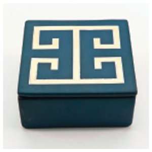  Waylande Gregory Greek Key Blue/Gold Small Square Trinket 