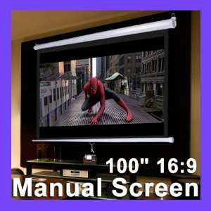   Projector Projection Manual Pull Down Screen 49x87 Matte White Theater
