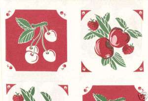 Moda Vintage Style Toweling Grannys Fruit Red 1/2 yard  