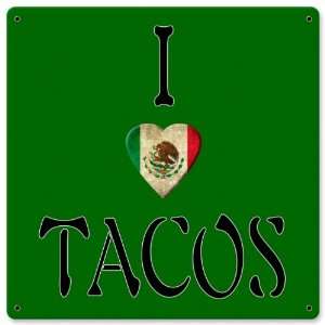 Heart Tacos Food and Drink Vintage Metal Sign   Garage Art Signs 