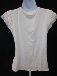 CASTING Ivory Embroidered Cap Sleeve Blouse Shirt Sz 2  
