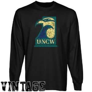  Seahawks T Shirt  UNC Wilmington Seahawks Black Distressed Logo 